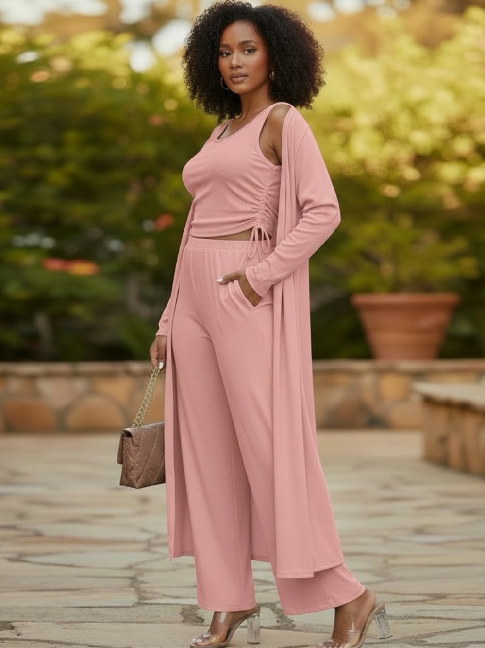 Women’s Ribbed Lounge 3 Piece Set